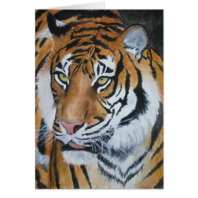 Tigerakvarell Hälsningskort (Framsidan)