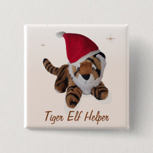 Tigerälvahjälpreda i namn bricka för Santa Knapp