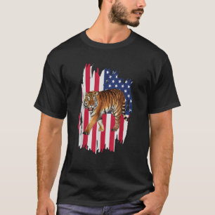 Tigeramerikanska Flagga 4 juli Patriotic Tiger Bo T Shirt