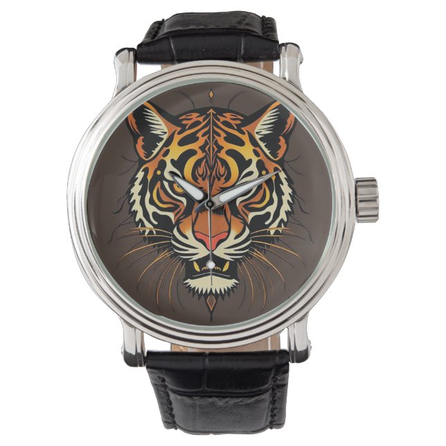 Tigeransikte med stam-mönster armbandsur (Framsida)