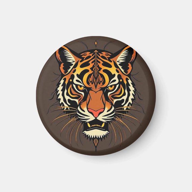 Tigeransikte med stamdesign magnet (Framsidan)