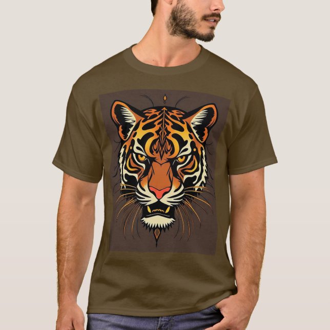 Tigeransikte med stamdesign t shirt (Framsida)