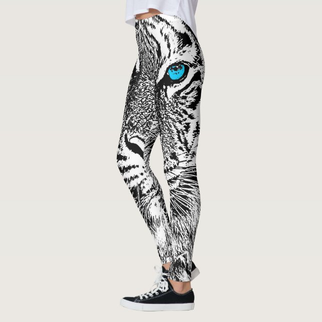 Tigerblått synar dekoren på leggings (Vänster)