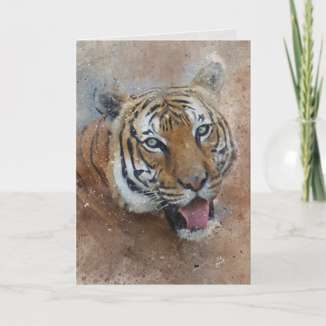 Tigerdjungel Safari Konst Alltids Blank Helgkort (Framsida)
