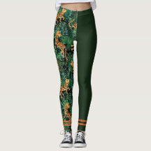 Tigerdjungeltryck Färgblock Leggings