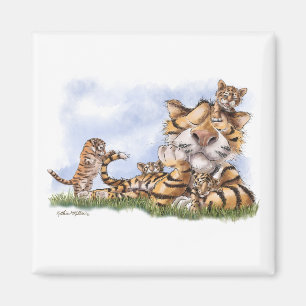 Tigerfamilj tecknad film magnet