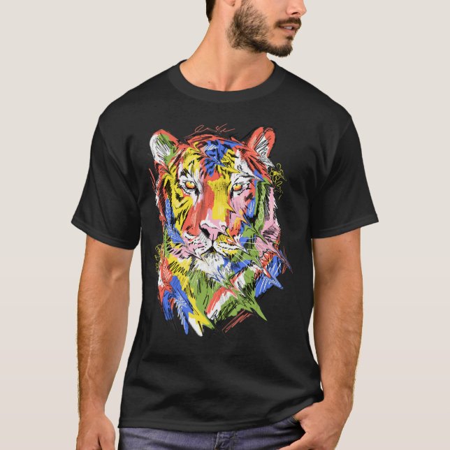 Tigerfärgad djurart djur älskare tiger_1 t shirt (Framsida)