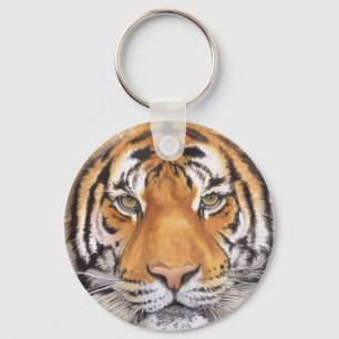"Tigerfläck" på vit, vattenfärgkonst Nyckelring