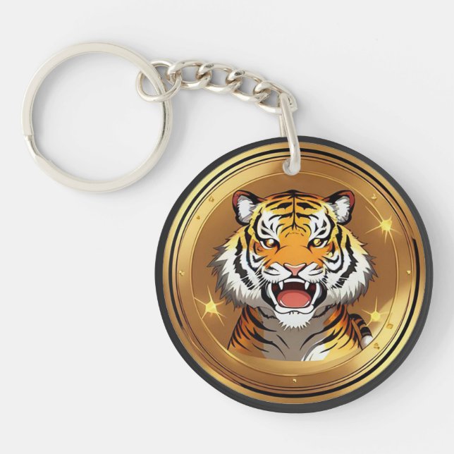 Tigergallemärke på en gyllene cirkulär bakgrund (Framsidan)