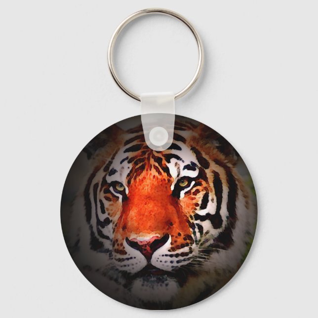 Tigergesicht Motiverande Konstverk Nyckelring (Framsida)