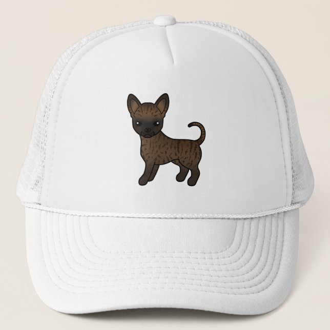 Tigerglad Chihuahua med slät päls söt tecknad hund Keps (Framsida)