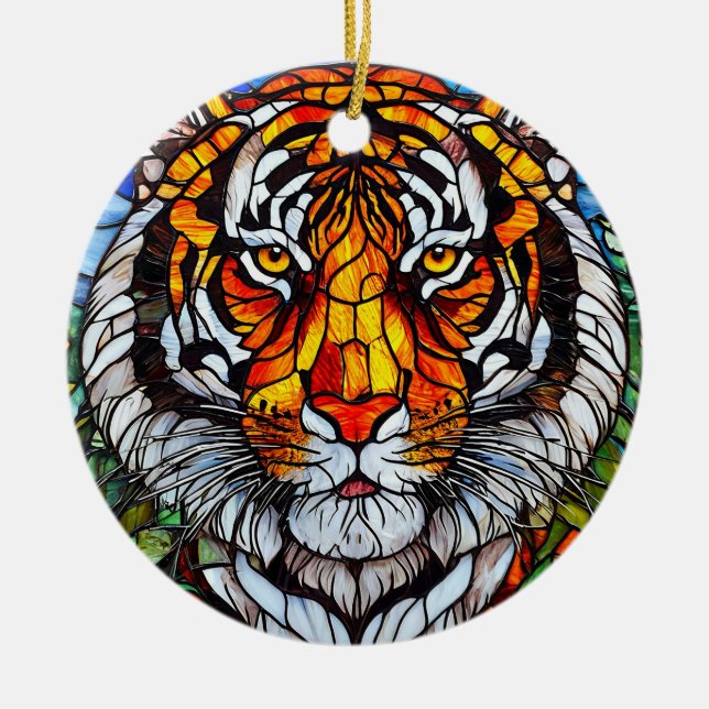 Tigerglasmosaik Julgransprydnad Keramik (Framsidan)