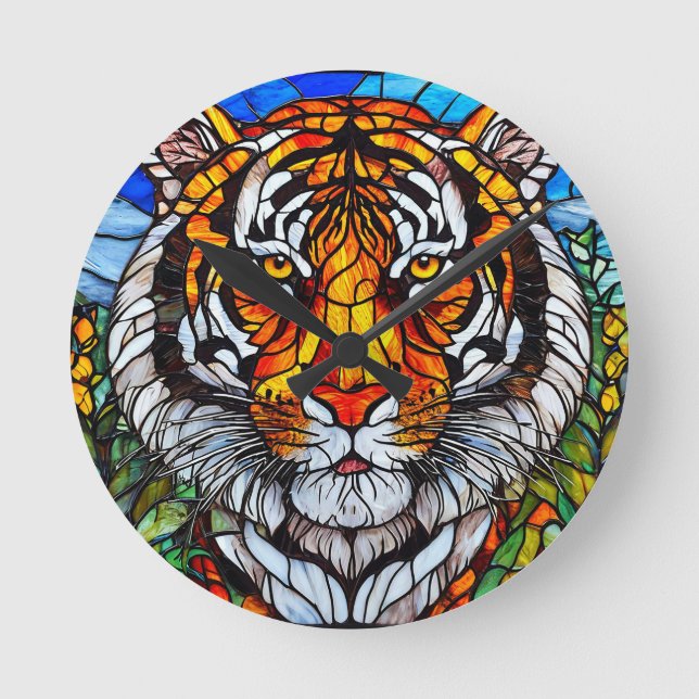 Tigerglasmosaik Rund Klocka (Framsida)