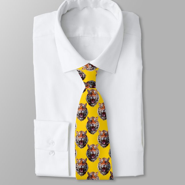 Tigergul huvudmönsterdesign  slips (Skapare uppladdad)