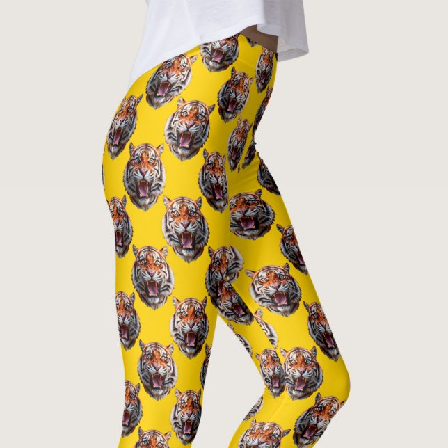 Tigergul Mönsterdesign Gul  Leggings (Skapare uppladdad)
