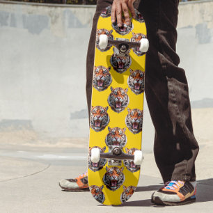 Tigergul Mönsterdesign Gul Mini Skateboard Bräda 18,5 Cm