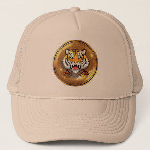 Tigerguldsymbol på en cirkulär bakgrund keps