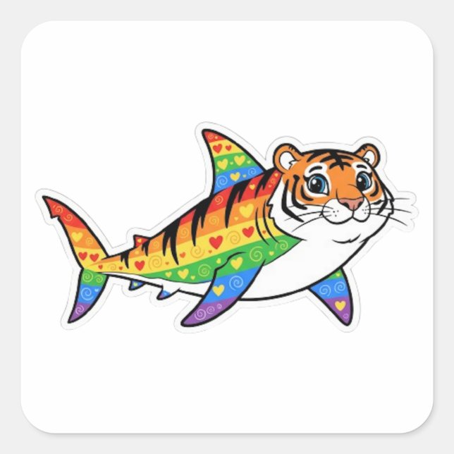 TIGERHAJ FYRKANTIGT KLISTERMÄRKE (Framsida)