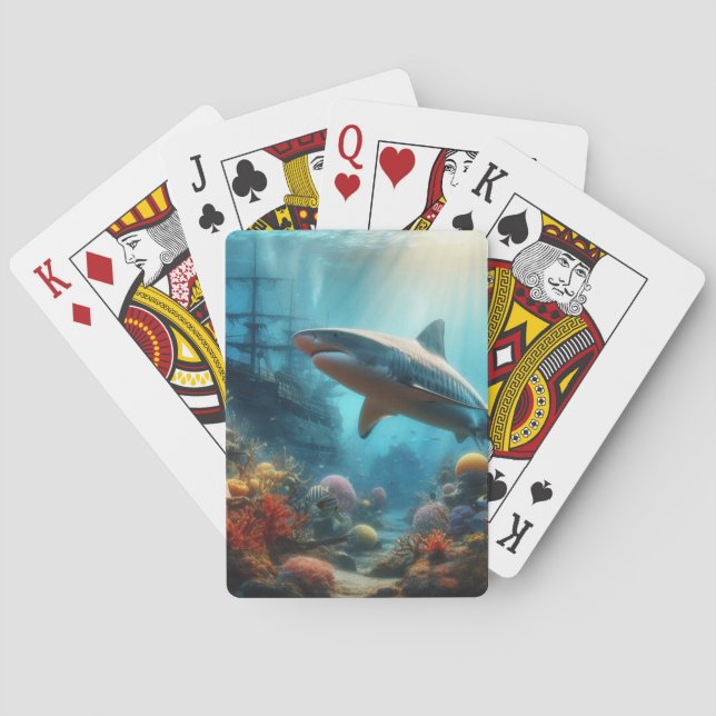 Tigerhaj & korallrev casinokort (Baksidan)