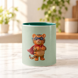 Tigerhjälte Söt superhjälte maskot mugg
