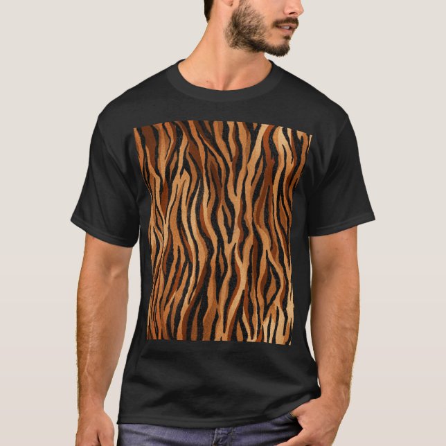Tigerhud: handdragen sömlös mönster. t shirt (Framsida)