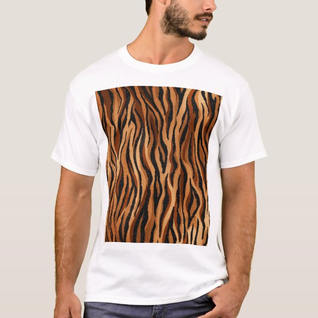 Tigerhud: handdragen sömlös mönster. t shirt (Framsida)