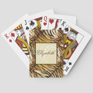 Tigerhud, monogram, snyggt, tiger, stripe, casinokort