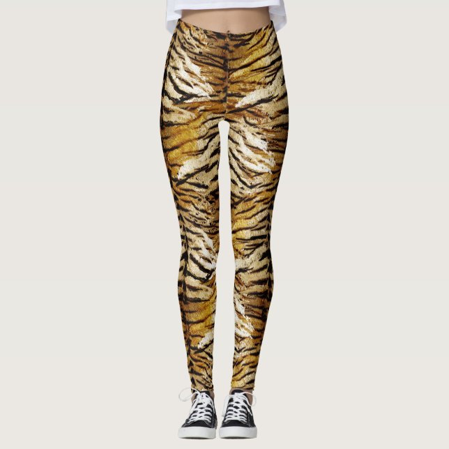 Tigerhud, snyggt, tiger, stripe, djurtryck. leggings (Framsida)