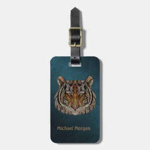 Tigerhuvud Grön Läderlook Bagagebricka