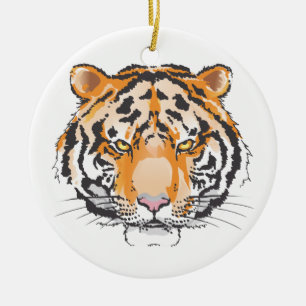 Tigerhuvud Julgransprydnad Keramik
