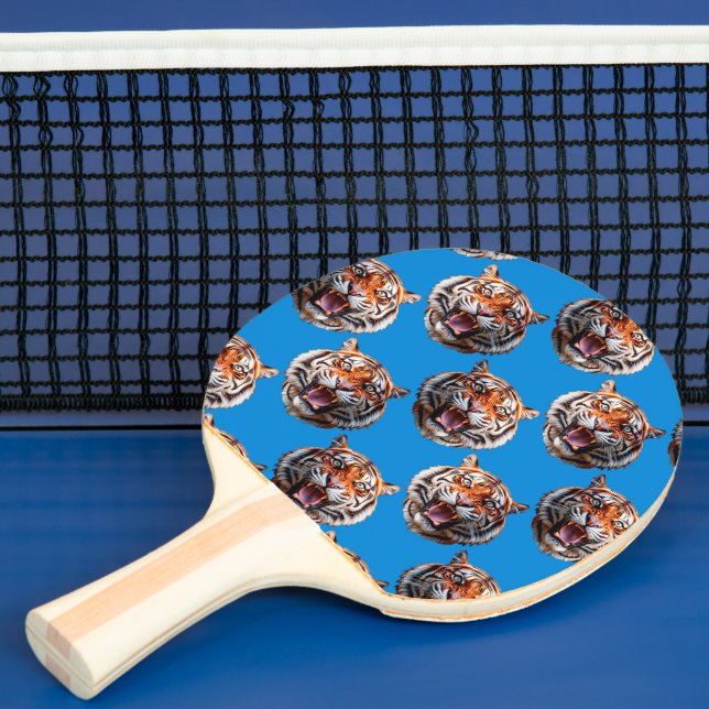Tigerhuvud Mönsterdesign Blå  Pingisracket (Insitu)