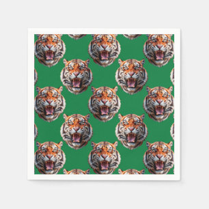 Tigerhuvud Mönsterdesign Grön Pappersservett