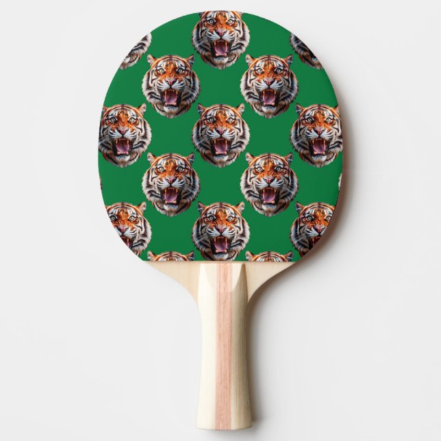 Tigerhuvud Mönsterdesign Grön  Pingisracket (Framsidan)