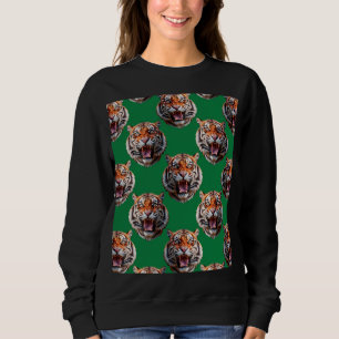 Tigerhuvud Mönsterdesign Grön T Shirt