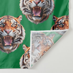 Tigerhuvud Mönsterdesign Grön Tyg
