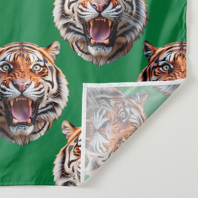 Tigerhuvud Mönsterdesign Grön  Tyg (Skapare uppladdad)