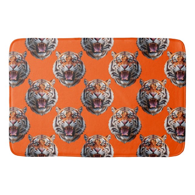 Tigerhuvud Mönsterdesign Orange  Badrumsmatta (Framsidan)