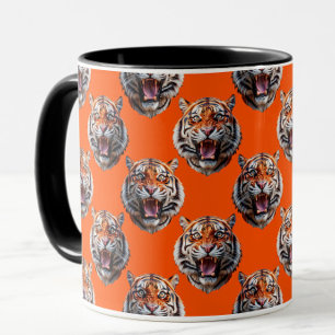 Tigerhuvud Mönsterdesign Orange Mugg