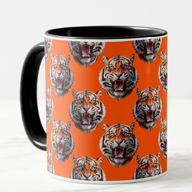 Tigerhuvud Mönsterdesign Orange  Mugg (Skapare uppladdad)