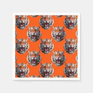 Tigerhuvud Mönsterdesign Orange Pappersservett