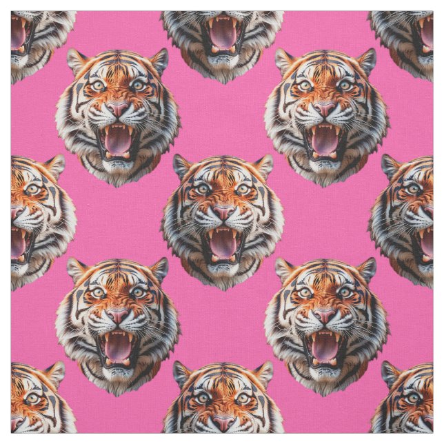 Tigerhuvud Mönsterdesign Rosa Tyg (Provkarta)