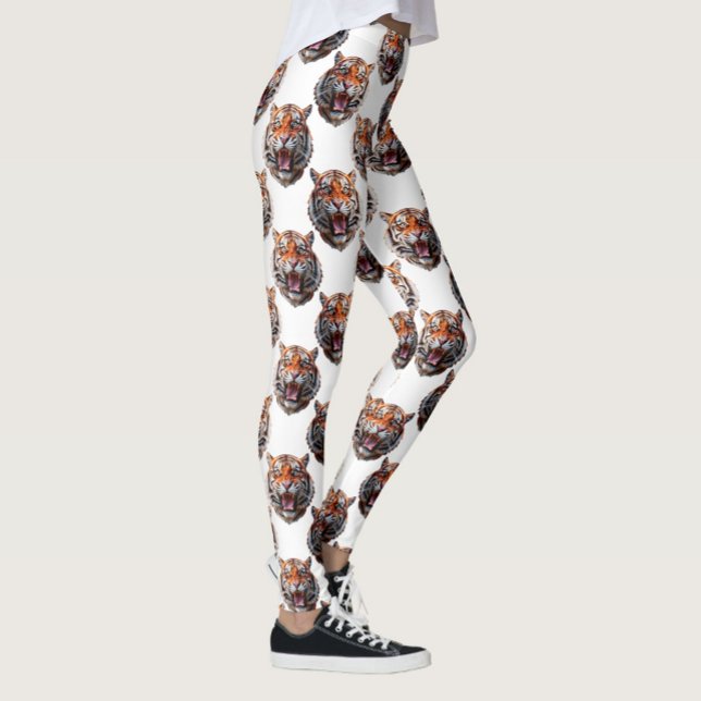 Tigerhuvud Mönsterdesign - Vit   Leggings (Skapare uppladdad)