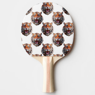 Tigerhuvud Mönsterdesign - Vit Pingisracket