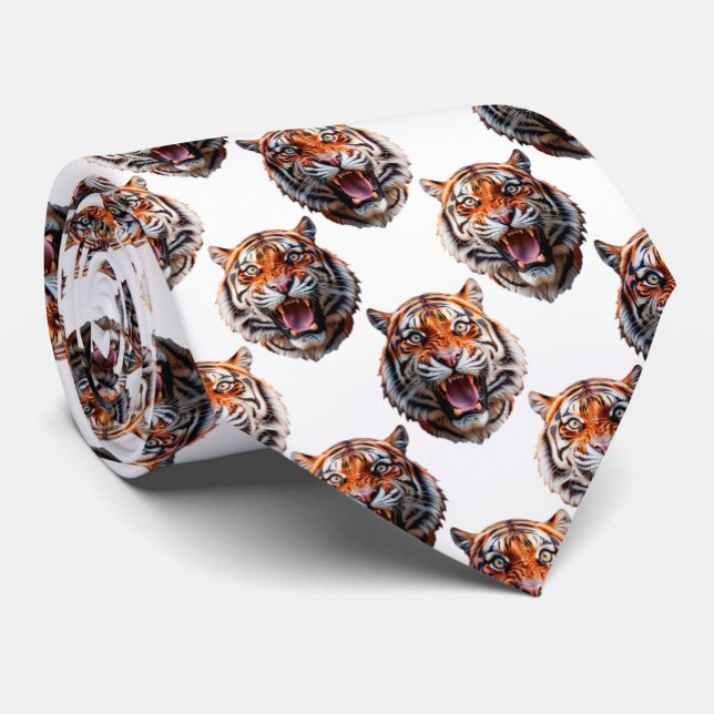 Tigerhuvud Mönsterdesign - Vit Slips (Skapare uppladdad)