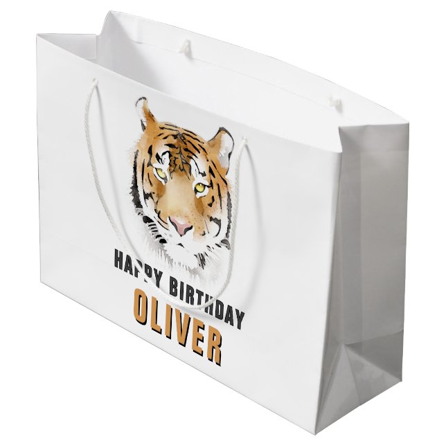 Tigerhuvud Vattenfärg Djur Glad Födelsedag (Baksidan Vinklad)