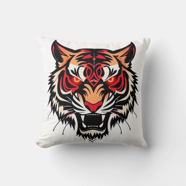 Tigerhuvudillustration Kudde (Framsida)
