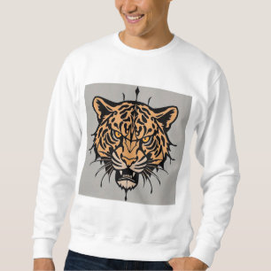 Tigerhuvudillustration Lång Ärmad Tröja