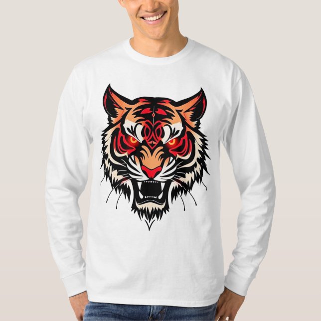 Tigerhuvudillustration T Shirt (Framsida)
