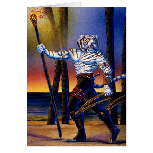 Tigerian Werecat Scout Hälsningskort (Framsidan)