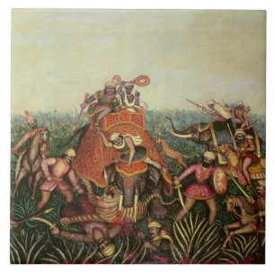 Tigerjakt, 1892 (olja på kanfas) kakelplatta